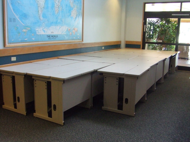 New tables line the foyer